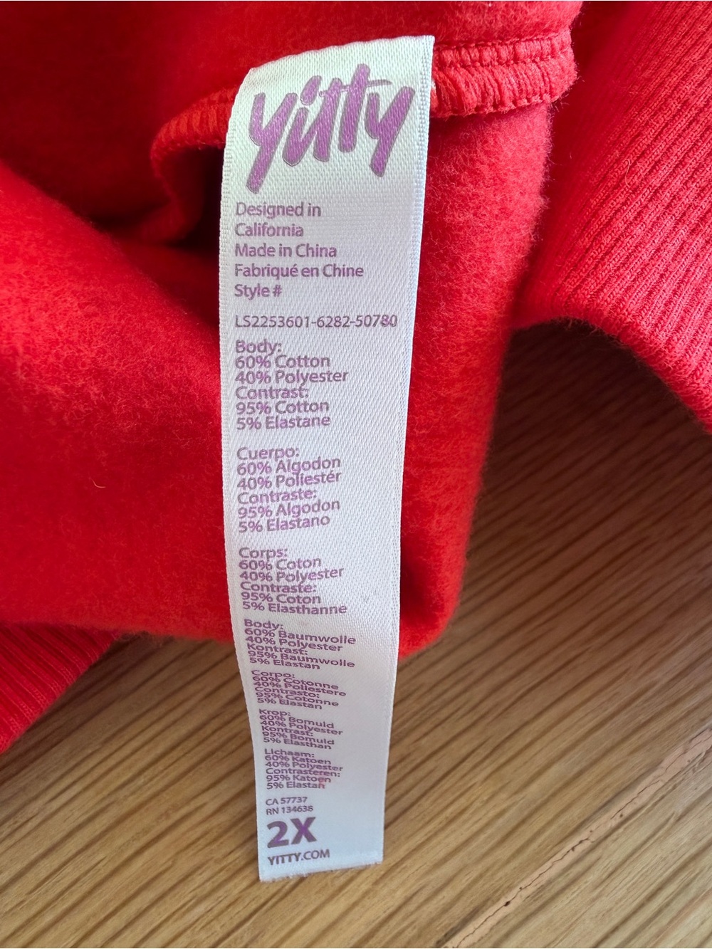 YITTY Red Oversized Hooded Sweatshirt - Size 2X - Picture 9 of 10